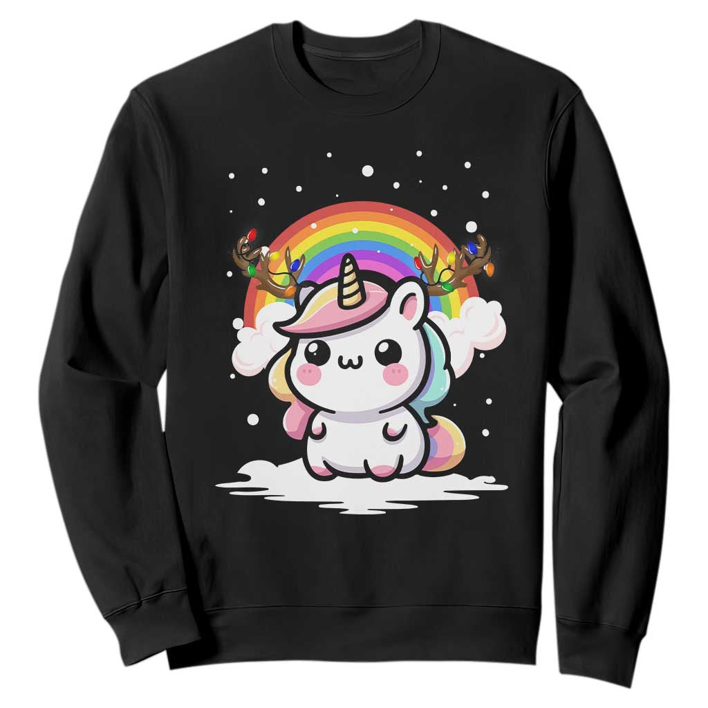 Unicorn Christmas Sweatshirt Cute Xmas Girls Rainbow TS10 Black Print Your Wear