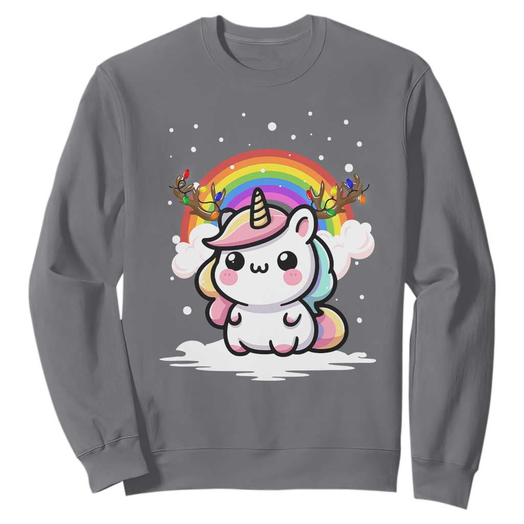 Unicorn Christmas Sweatshirt Cute Xmas Girls Rainbow TS10 Charcoal Print Your Wear
