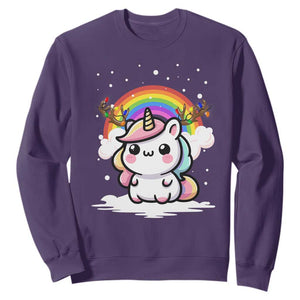 Unicorn Christmas Sweatshirt Cute Xmas Girls Rainbow TS10 Purple Print Your Wear