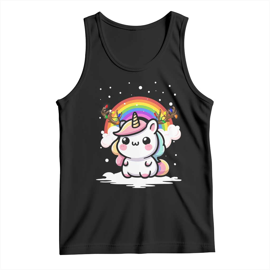 Unicorn Christmas Tank Top Cute Xmas Girls Rainbow TS10 Black Print Your Wear