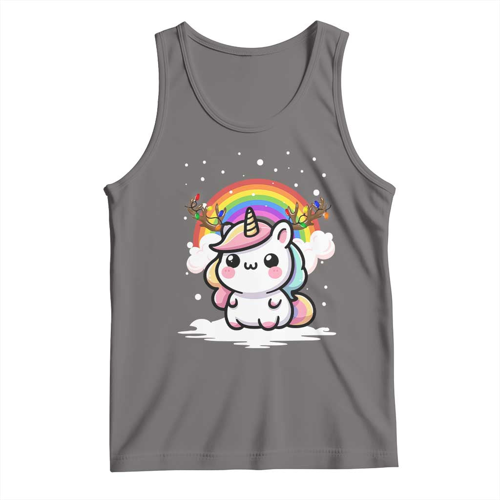 Unicorn Christmas Tank Top Cute Xmas Girls Rainbow TS10 Deep Heather Print Your Wear