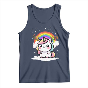 Unicorn Christmas Tank Top Cute Xmas Girls Rainbow TS10 Navy Print Your Wear