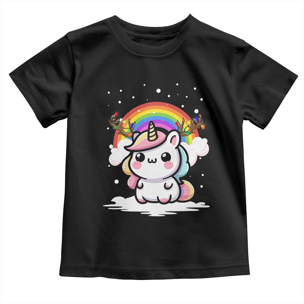 Unicorn Christmas Toddler T Shirt Cute Xmas Girls Rainbow TS10 Black Print Your Wear