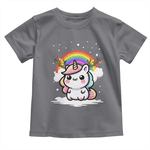 Unicorn Christmas Toddler T Shirt Cute Xmas Girls Rainbow TS10 Charcoal Print Your Wear