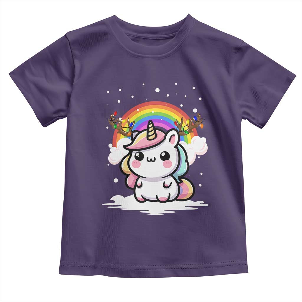 Unicorn Christmas Toddler T Shirt Cute Xmas Girls Rainbow TS10 Purple Print Your Wear