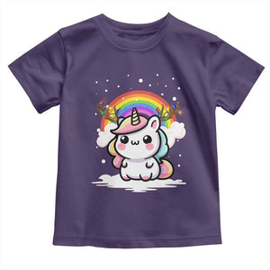 Unicorn Christmas Toddler T Shirt Cute Xmas Girls Rainbow TS10 Purple Print Your Wear