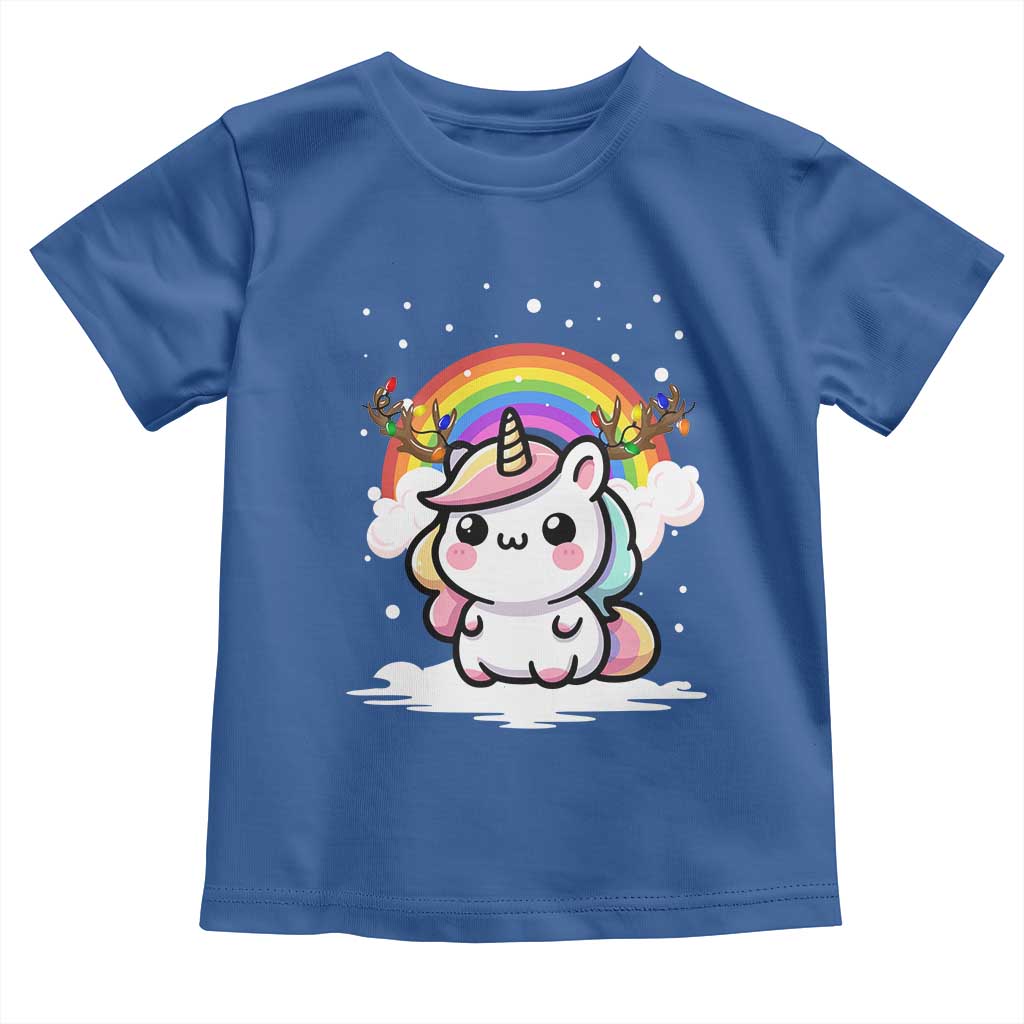 Unicorn Christmas Toddler T Shirt Cute Xmas Girls Rainbow TS10 Royal Blue Print Your Wear