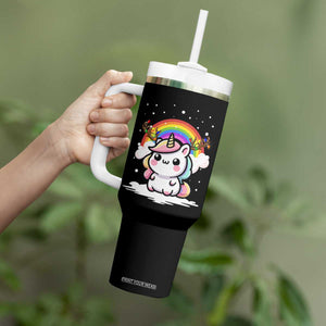 Unicorn Christmas Tumbler With Handle Cute Xmas Girls Rainbow TS10 Print Your Wear