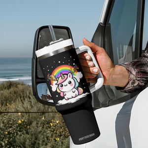 Unicorn Christmas Tumbler With Handle Cute Xmas Girls Rainbow TS10 Print Your Wear