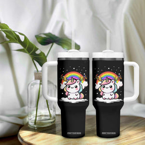 Unicorn Christmas Tumbler With Handle Cute Xmas Girls Rainbow TS10 Print Your Wear