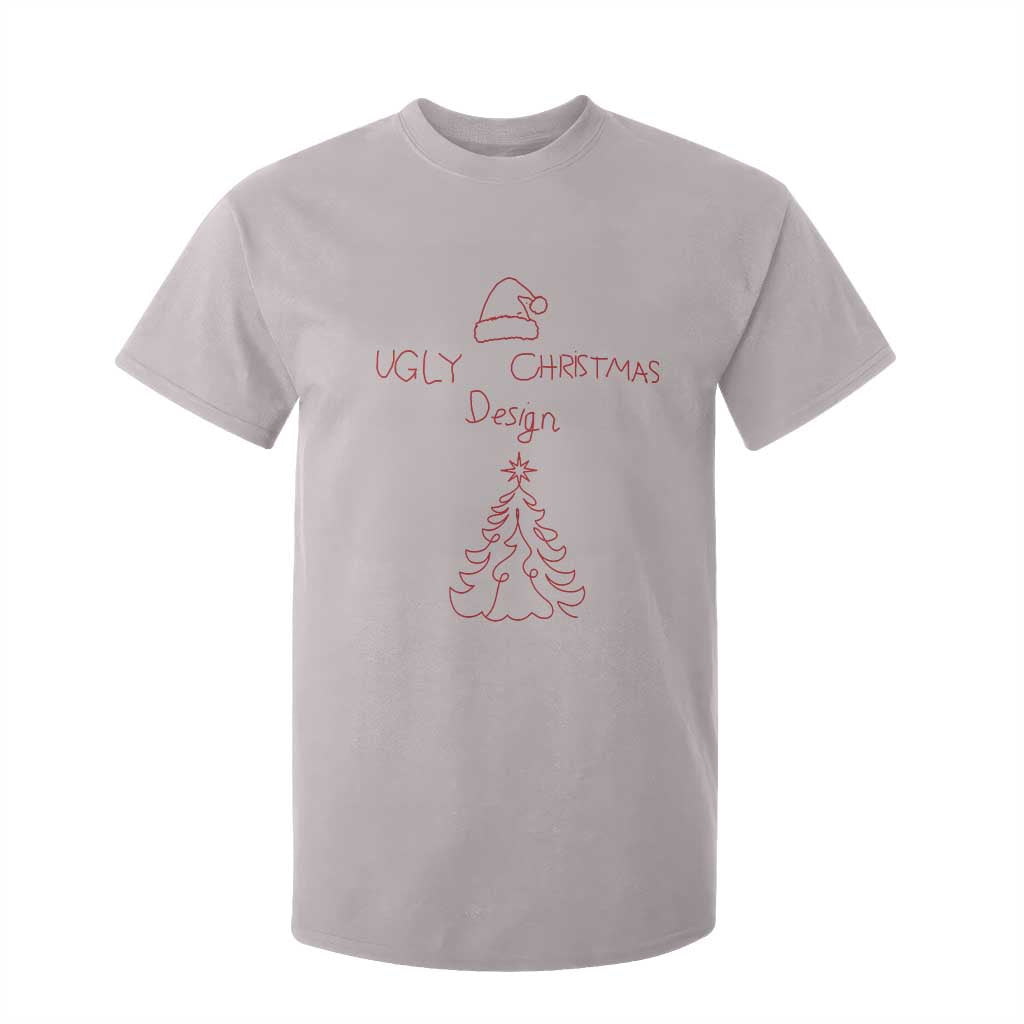 Funny Christmas T Shirt For Kid Ugly Tree Hand Drawn TS10 Ice Gray Print Your Wear