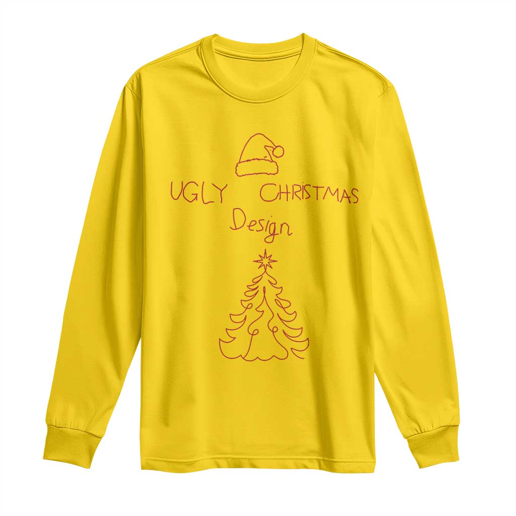 Funny Christmas Long Sleeve Shirt Ugly Tree Hand Drawn TS10 Daisy Print Your Wear