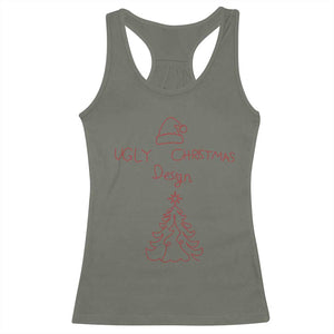 Funny Christmas Racerback Tank Top Ugly Tree Hand Drawn TS10 Military Green Print Your Wear