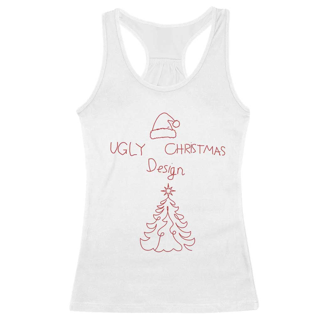 Funny Christmas Racerback Tank Top Ugly Tree Hand Drawn TS10 White Print Your Wear