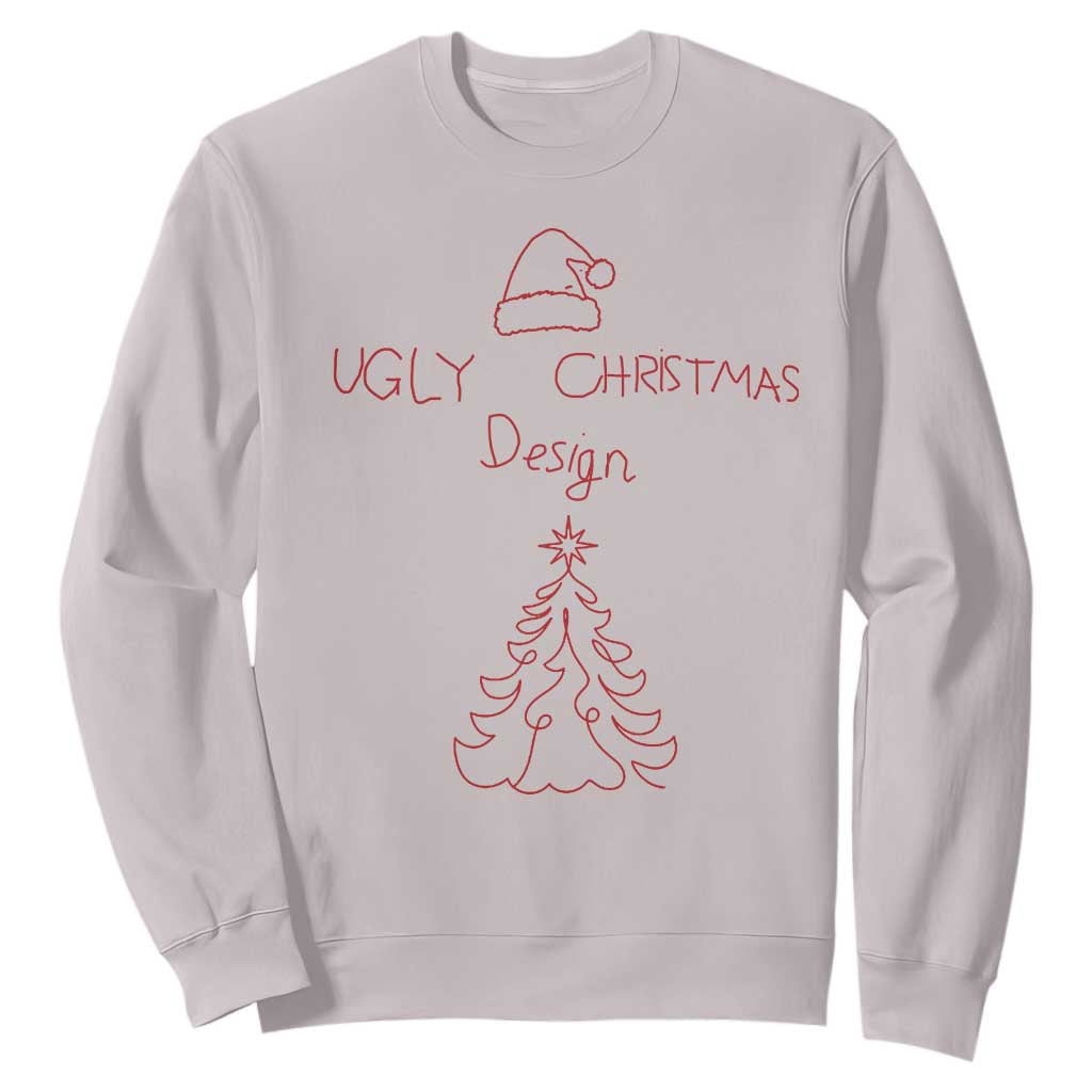 Funny Christmas Sweatshirt Ugly Tree Hand Drawn TS10 Ice Gray Print Your Wear