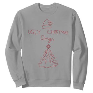 Funny Christmas Sweatshirt Ugly Tree Hand Drawn TS10 Sport Gray Print Your Wear