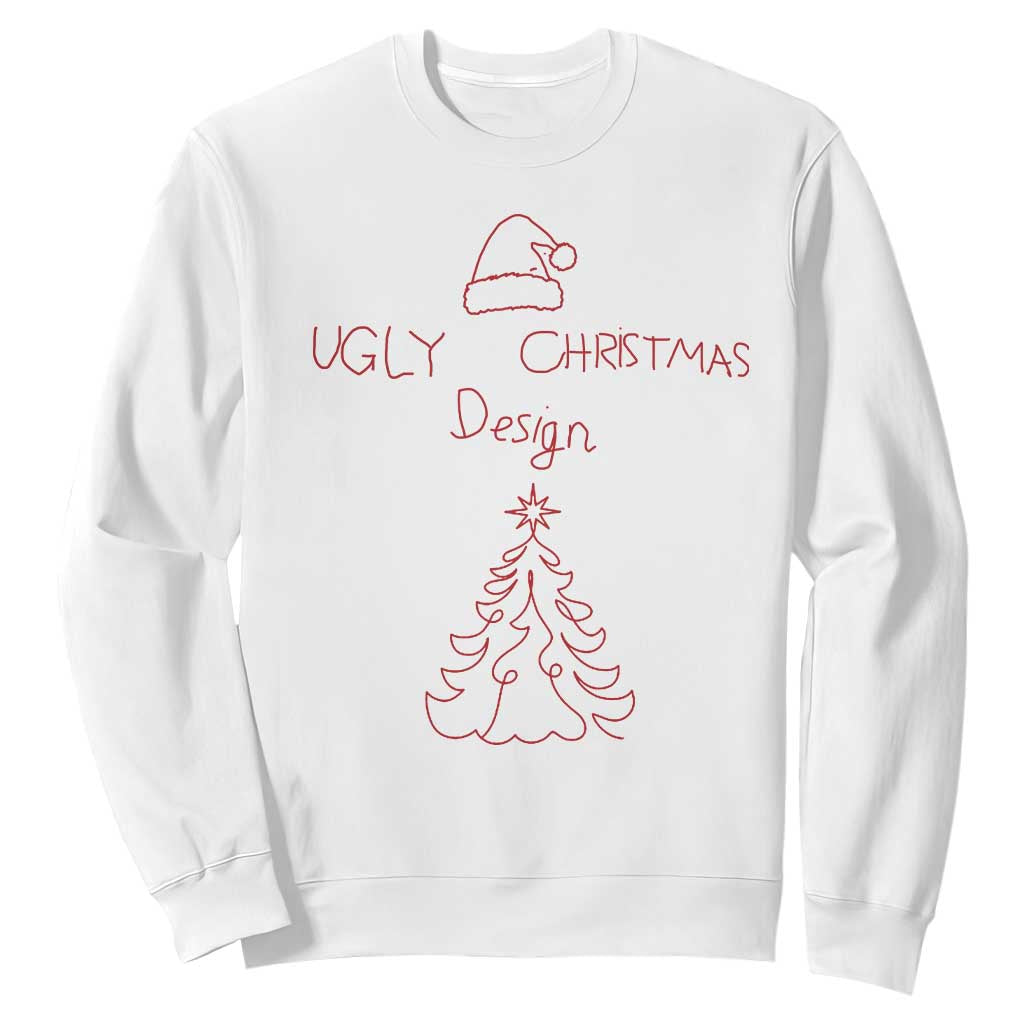 Funny Christmas Sweatshirt Ugly Tree Hand Drawn TS10 White Print Your Wear