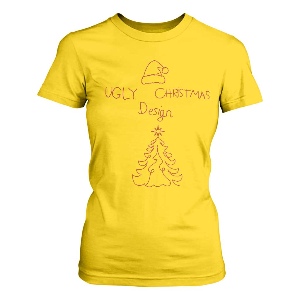 Funny Christmas T Shirt For Women Ugly Tree Hand Drawn TS10 Daisy Print Your Wear