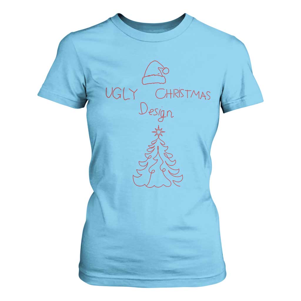 Funny Christmas T Shirt For Women Ugly Tree Hand Drawn TS10 Sky Print Your Wear