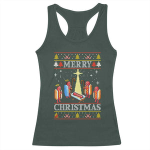 Funny Christmas Racerback Tank Top Merry Glizzmas Ugly Xmas TS10 Dark Forest Green Print Your Wear