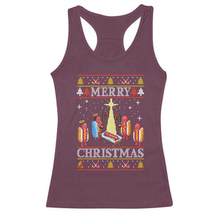 Funny Christmas Racerback Tank Top Merry Glizzmas Ugly Xmas TS10 Maroon Print Your Wear