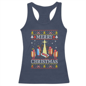 Funny Christmas Racerback Tank Top Merry Glizzmas Ugly Xmas TS10 Navy Print Your Wear