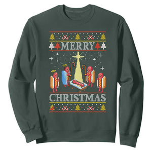 Funny Christmas Sweatshirt Merry Glizzmas Ugly Xmas TS10 Dark Forest Green Print Your Wear