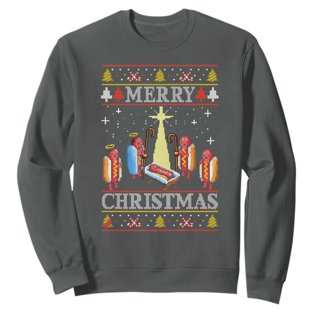 Funny Christmas Sweatshirt Merry Glizzmas Ugly Xmas TS10 Dark Heather Print Your Wear