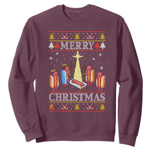 Funny Christmas Sweatshirt Merry Glizzmas Ugly Xmas TS10 Maroon Print Your Wear