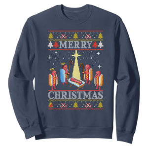 Funny Christmas Sweatshirt Merry Glizzmas Ugly Xmas TS10 Navy Print Your Wear
