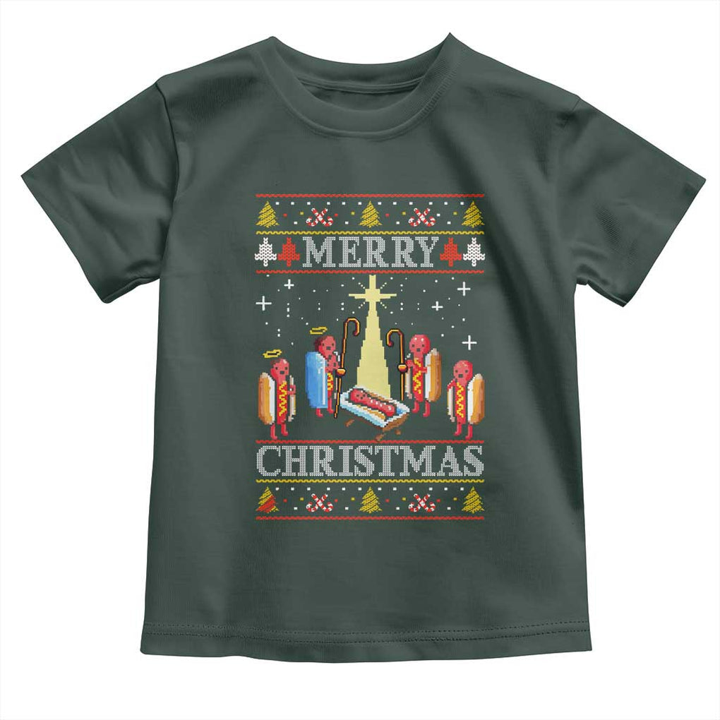 Funny Christmas Toddler T Shirt Merry Glizzmas Ugly Xmas TS10 Dark Forest Green Print Your Wear