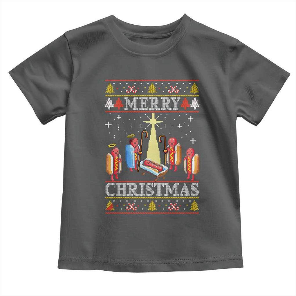 Funny Christmas Toddler T Shirt Merry Glizzmas Ugly Xmas TS10 Dark Heather Print Your Wear