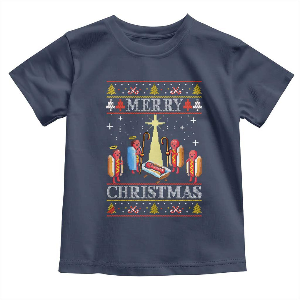Funny Christmas Toddler T Shirt Merry Glizzmas Ugly Xmas TS10 Navy Print Your Wear