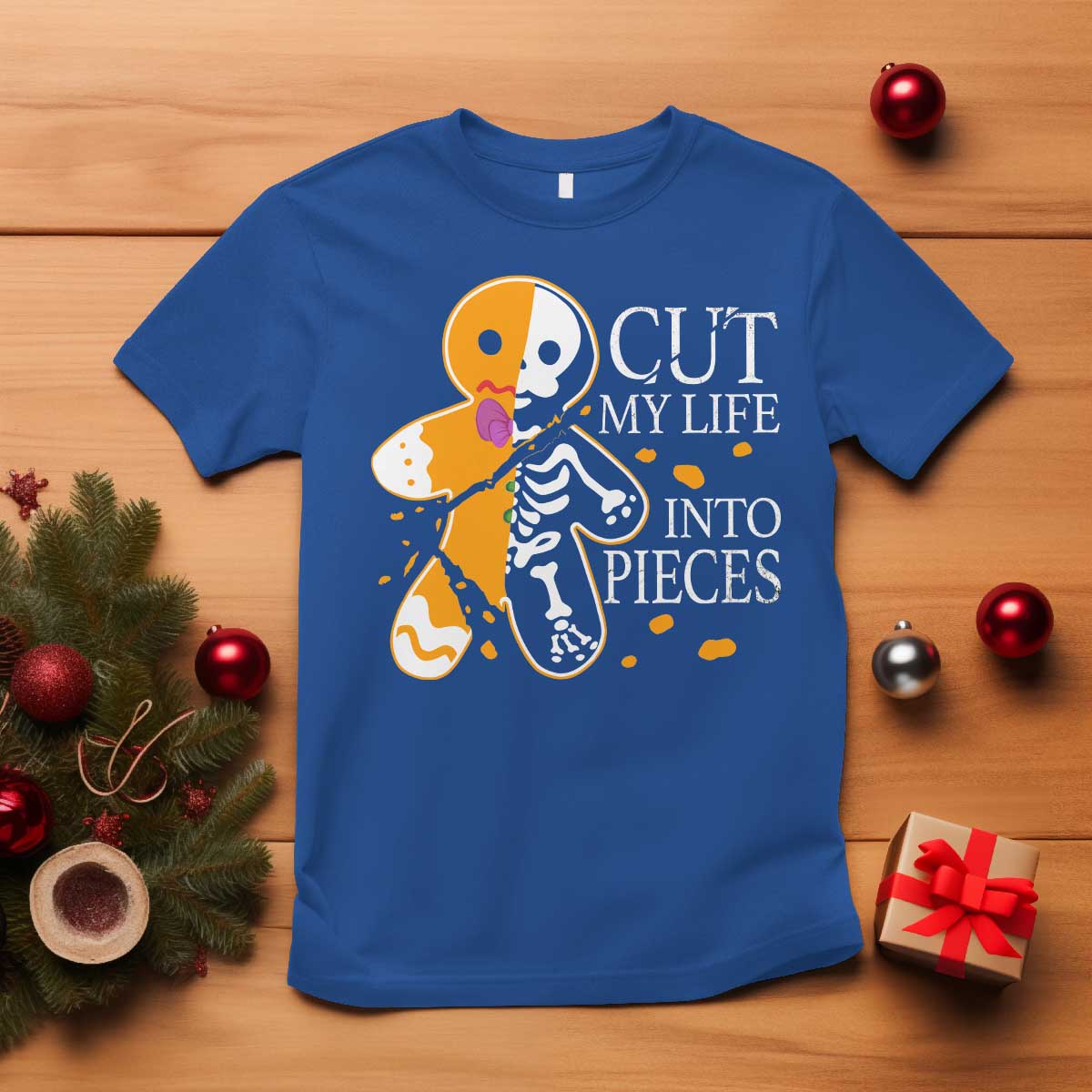 Gingerbread Christmas T Shirt Cut My Life Into Pieces Goth Black Aesthetics TS10 Royal Blue Print Your Wear