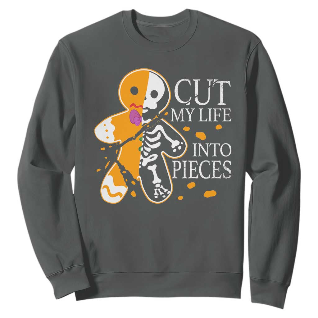 Gingerbread Christmas Sweatshirt Cut My Life Into Pieces Goth Black Aesthetics TS10 Dark Heather Print Your Wear