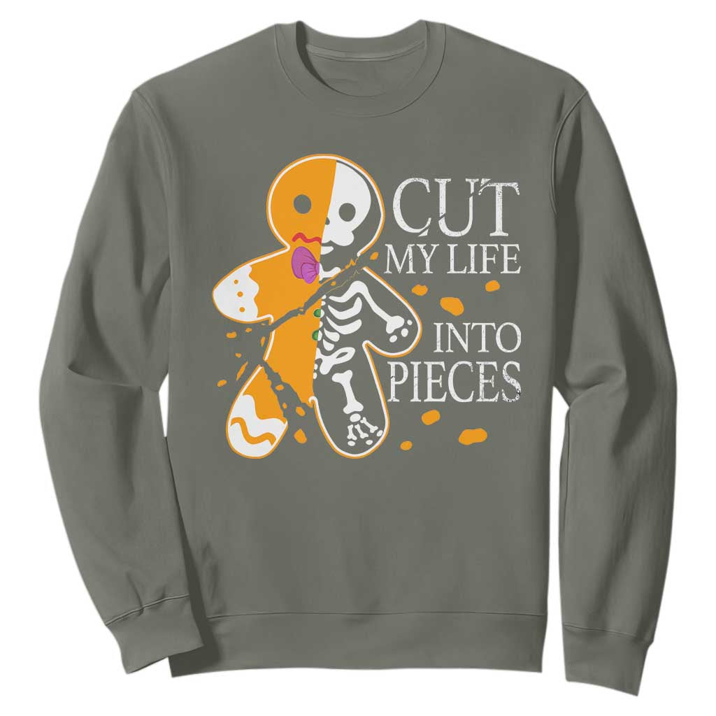 Gingerbread Christmas Sweatshirt Cut My Life Into Pieces Goth Black Aesthetics TS10 Military Green Print Your Wear