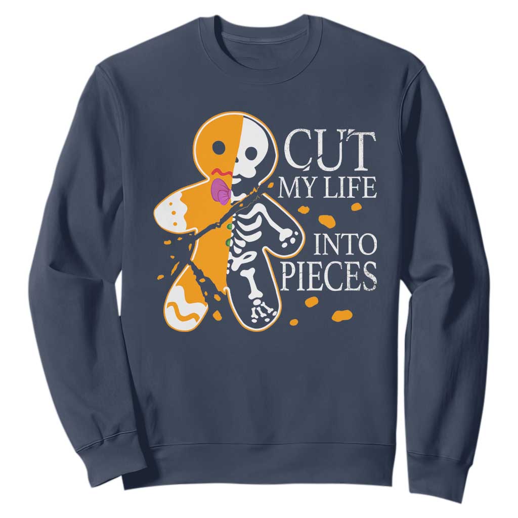 Gingerbread Christmas Sweatshirt Cut My Life Into Pieces Goth Black Aesthetics TS10 Navy Print Your Wear