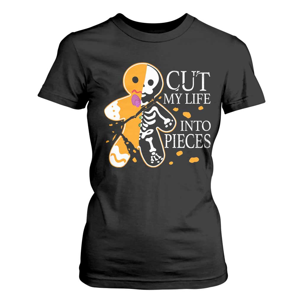 Gingerbread Christmas T Shirt For Women Cut My Life Into Pieces Goth Black Aesthetics TS10 Black Print Your Wear