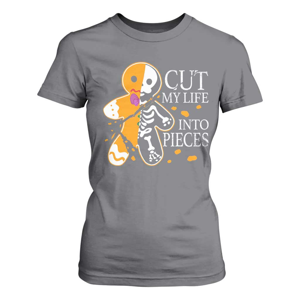Gingerbread Christmas T Shirt For Women Cut My Life Into Pieces Goth Black Aesthetics TS10 Charcoal Print Your Wear
