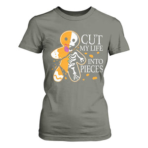 Gingerbread Christmas T Shirt For Women Cut My Life Into Pieces Goth Black Aesthetics TS10 Military Green Print Your Wear