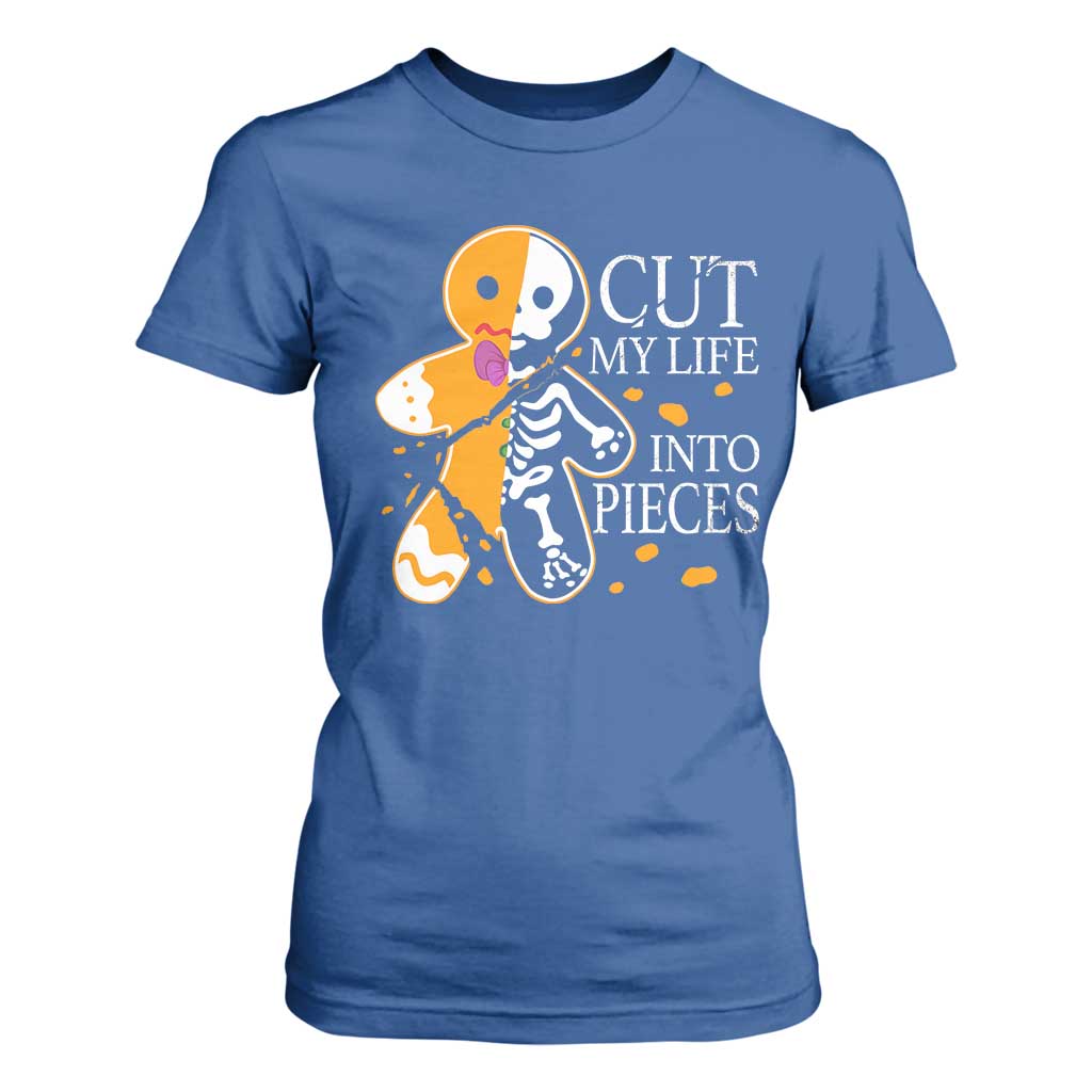 Gingerbread Christmas T Shirt For Women Cut My Life Into Pieces Goth Black Aesthetics TS10 Royal Blue Print Your Wear