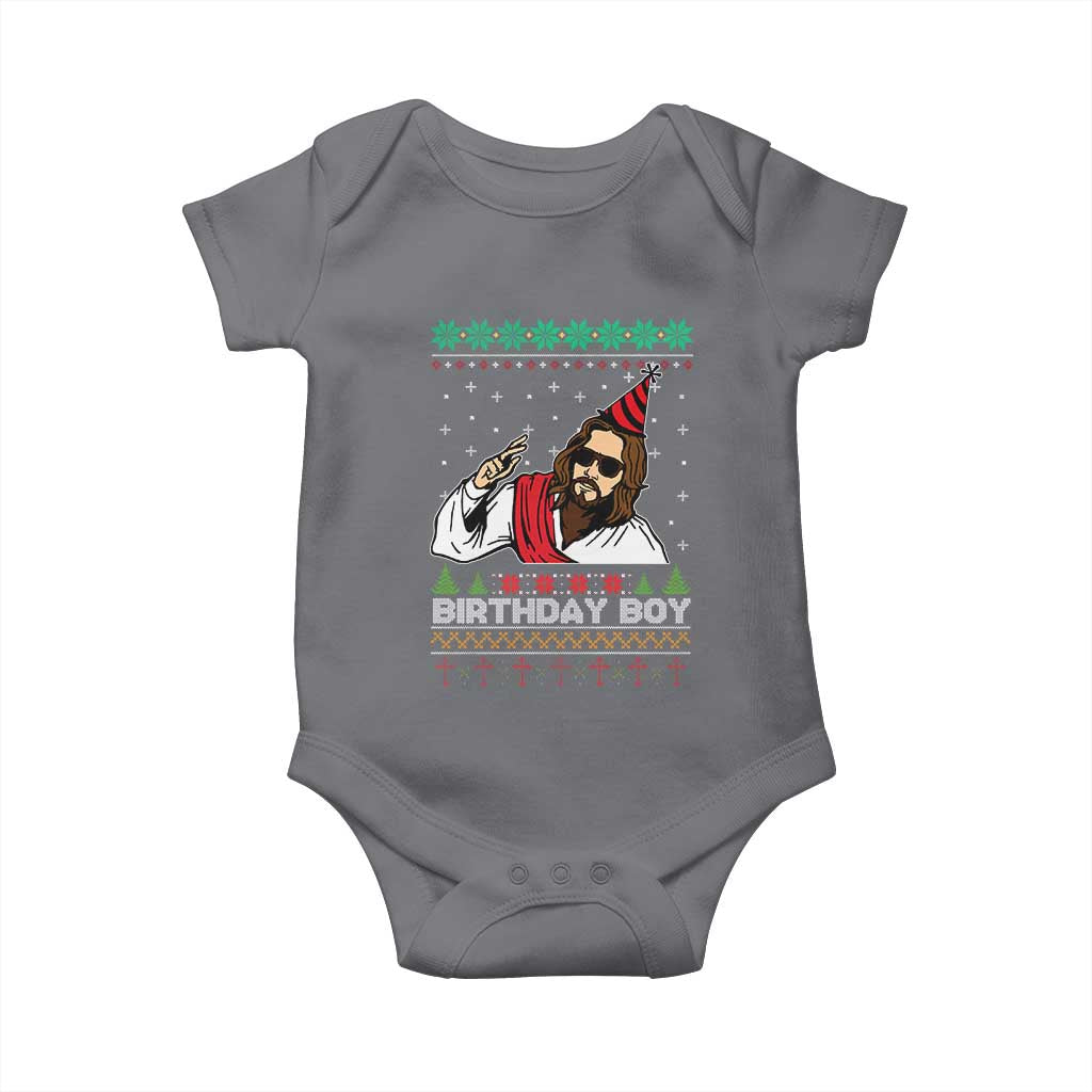 Crhistmas Birthday Boy Jesus Ugly Christmas Baby Onesie TS10 Charcoal Print Your Wear