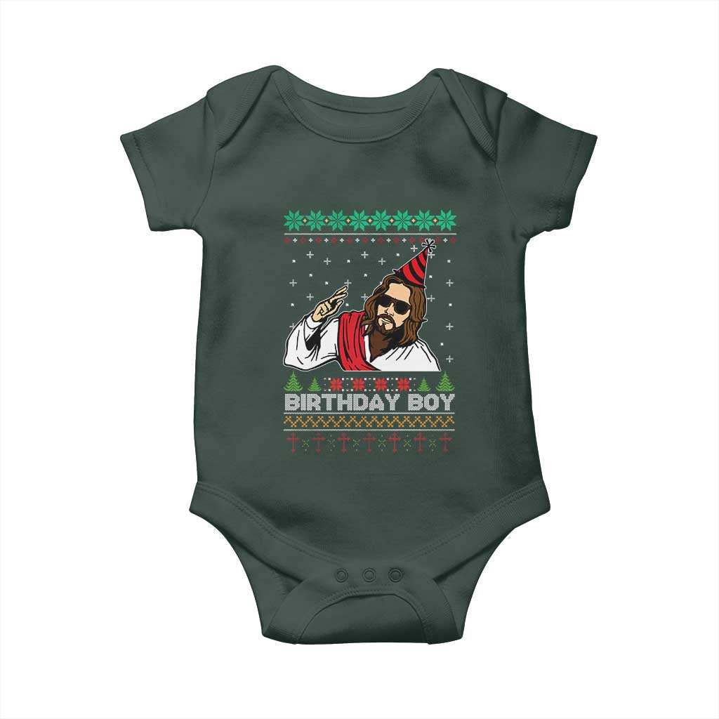 Crhistmas Birthday Boy Jesus Ugly Christmas Baby Onesie TS10 Print Your Wear
