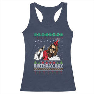 Crhistmas Birthday Boy Jesus Ugly Christmas Racerback Tank Top TS10 Navy Print Your Wear