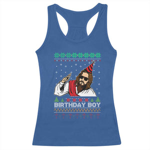 Crhistmas Birthday Boy Jesus Ugly Christmas Racerback Tank Top TS10 Royal Blue Print Your Wear