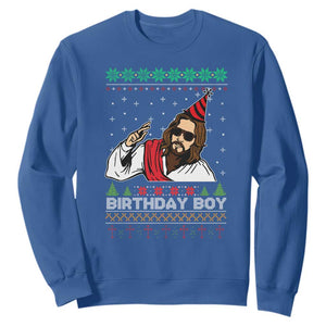 Crhistmas Birthday Boy Jesus Ugly Christmas Sweatshirt TS10 Royal Blue Print Your Wear