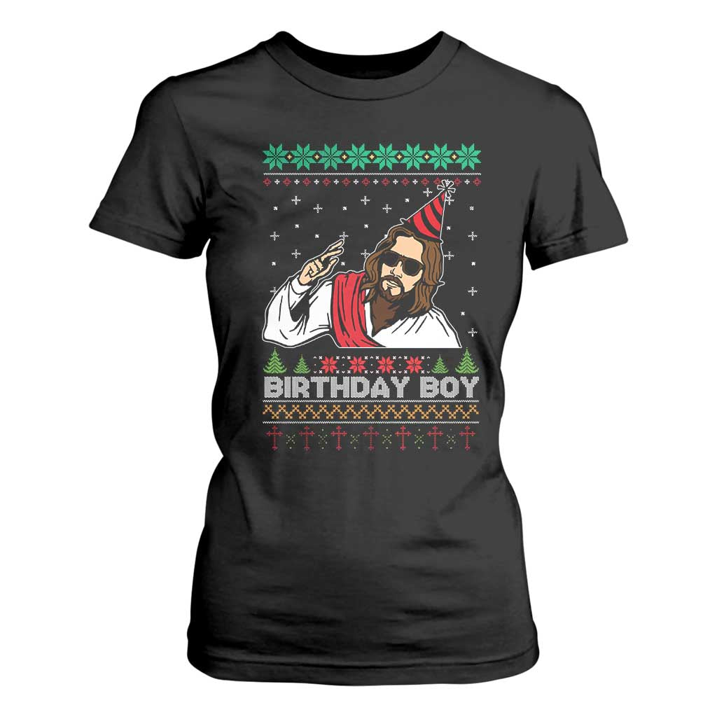 Crhistmas Birthday Boy Jesus Ugly Christmas T Shirt For Women TS10 Black Print Your Wear