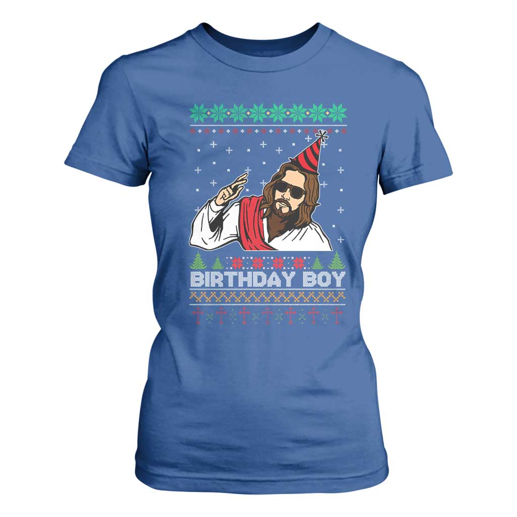 Crhistmas Birthday Boy Jesus Ugly Christmas T Shirt For Women TS10 Royal Blue Print Your Wear