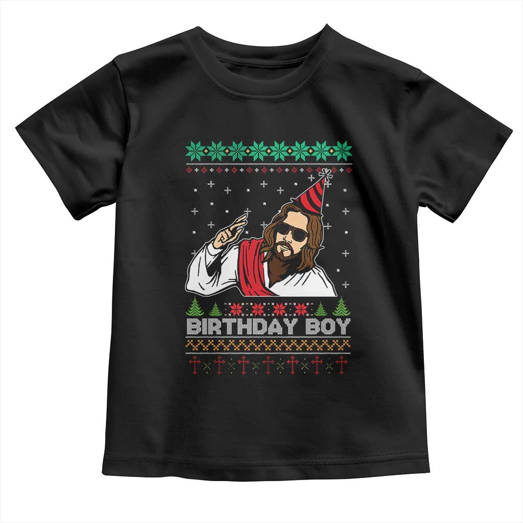 Crhistmas Birthday Boy Jesus Ugly Christmas Toddler T Shirt TS10 Black Print Your Wear