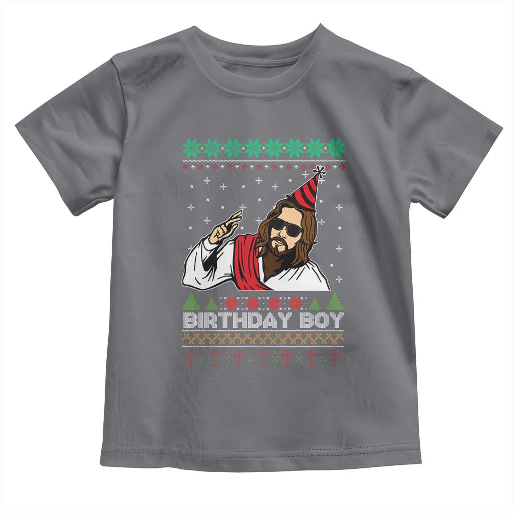 Crhistmas Birthday Boy Jesus Ugly Christmas Toddler T Shirt TS10 Charcoal Print Your Wear
